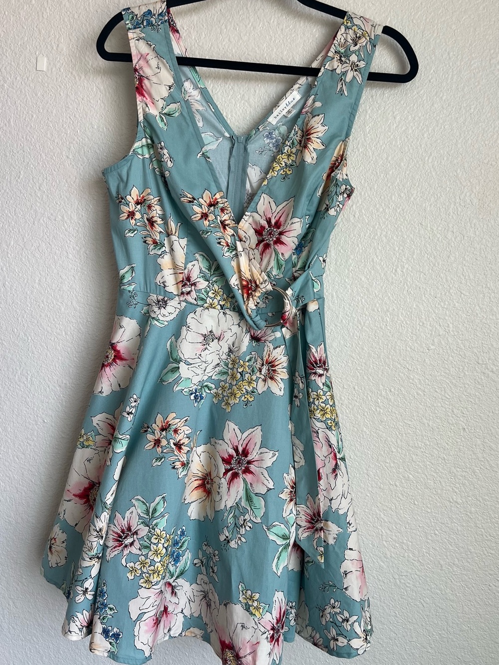 bailey blue Teal Floral V-Neck Mini Dress